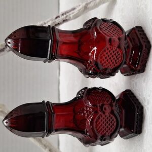 #ADO Vintage Avon ruby red glass salt and pepper shakers,"Cape Cod"